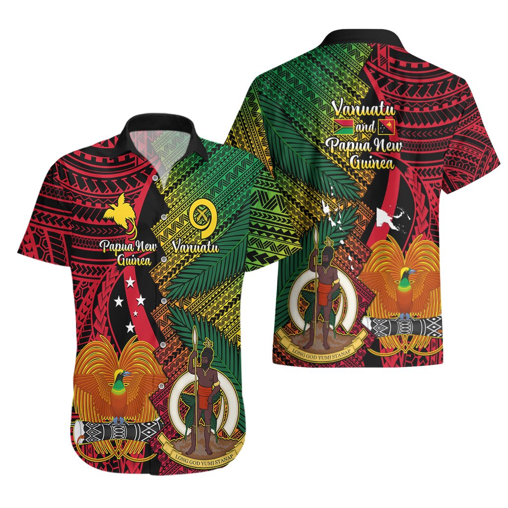 Vanuatu and Papua New Guinea Hawaiian Shirt Vanuatuan With PNG Polynesian Pattern LT14 - Polynesian Pride