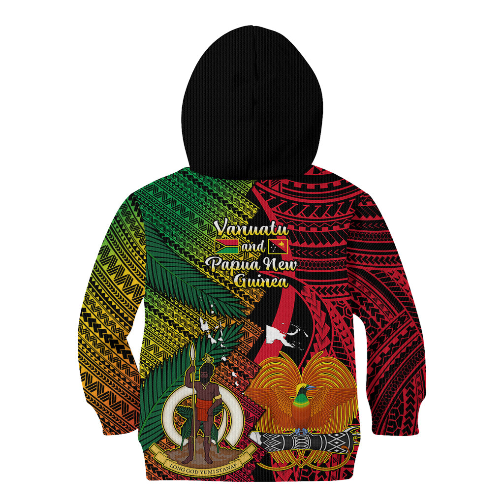 Vanuatu and Papua New Guinea Kid Hoodie Vanuatuan With PNG Polynesian Pattern LT14 - Polynesian Pride