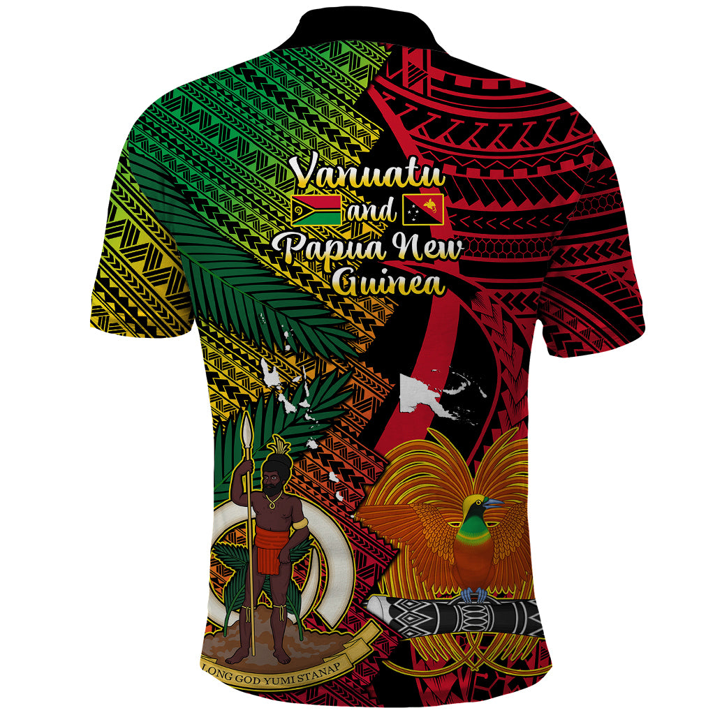 Vanuatu and Papua New Guinea Polo Shirt Vanuatuan With PNG Polynesian Pattern LT14 - Polynesian Pride