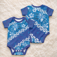 Vintage Blue Polynesia Baby Onesie Plumeria With Hibiscus Tropical Vibes LT14 - Polynesian Pride