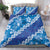 Vintage Blue Polynesia Bedding Set Plumeria With Hibiscus Tropical Vibes