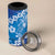 Vintage Blue Polynesia 4 in 1 Can Cooler Tumbler Plumeria With Hibiscus Tropical Vibes