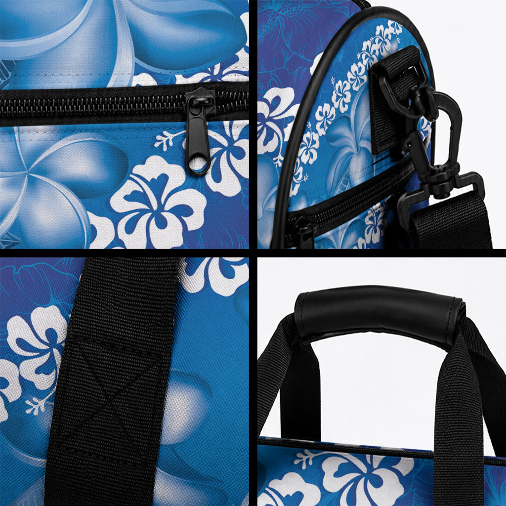 Vintage Blue Polynesia Duffle Bag Plumeria With Hibiscus Tropical Vibes LT14 - Polynesian Pride