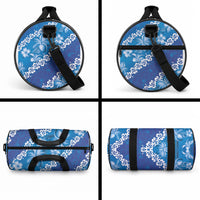 Vintage Blue Polynesia Duffle Bag Plumeria With Hibiscus Tropical Vibes LT14 - Polynesian Pride