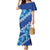 Vintage Blue Polynesia Family Matching Mermaid Dress and Hawaiian Shirt Plumeria With Hibiscus Tropical Vibes