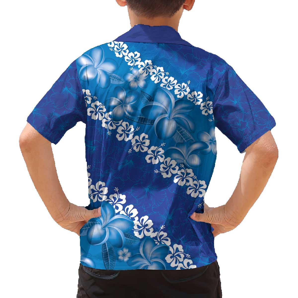 Vintage Blue Polynesia Family Matching Puletasi and Hawaiian Shirt Plumeria With Hibiscus Tropical Vibes LT14 - Polynesian Pride