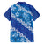 Vintage Blue Polynesia Family Matching Short Sleeve Bodycon Dress and Hawaiian Shirt Plumeria With Hibiscus Tropical Vibes