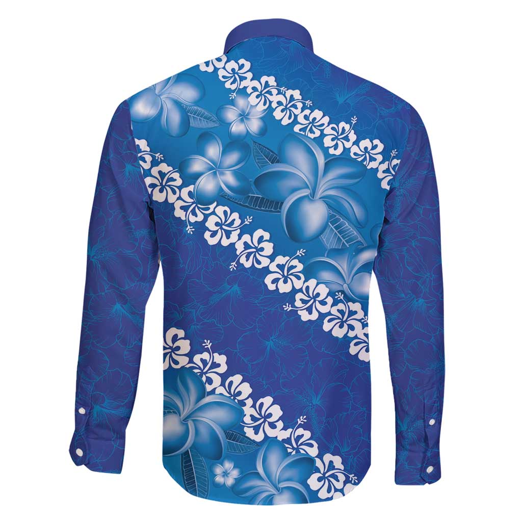 Vintage Blue Polynesia Family Matching Short Sleeve Bodycon Dress and Hawaiian Shirt Plumeria With Hibiscus Tropical Vibes LT14 - Polynesian Pride
