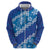 Vintage Blue Polynesia Zip Hoodie Plumeria With Hibiscus Tropical Vibes