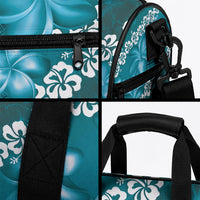 Vintage Dark Cyan Polynesia Duffle Bag Plumeria With Hibiscus Tropical Vibes LT14 - Polynesian Pride