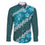 Vintage Dark Cyan Polynesia Family Matching Short Sleeve Bodycon Dress and Hawaiian Shirt Plumeria With Hibiscus Tropical Vibes