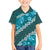 Vintage Dark Cyan Polynesia Family Matching Short Sleeve Bodycon Dress and Hawaiian Shirt Plumeria With Hibiscus Tropical Vibes