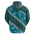 Vintage Dark Cyan Polynesia Zip Hoodie Plumeria With Hibiscus Tropical Vibes