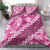 Vintage Pink Polynesia Bedding Set Plumeria With Hibiscus Tropical Vibes