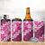 Vintage Pink Polynesia 4 in 1 Can Cooler Tumbler Plumeria With Hibiscus Tropical Vibes