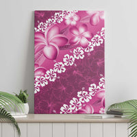 Vintage Pink Polynesia Canvas Wall Art Plumeria With Hibiscus Tropical Vibes