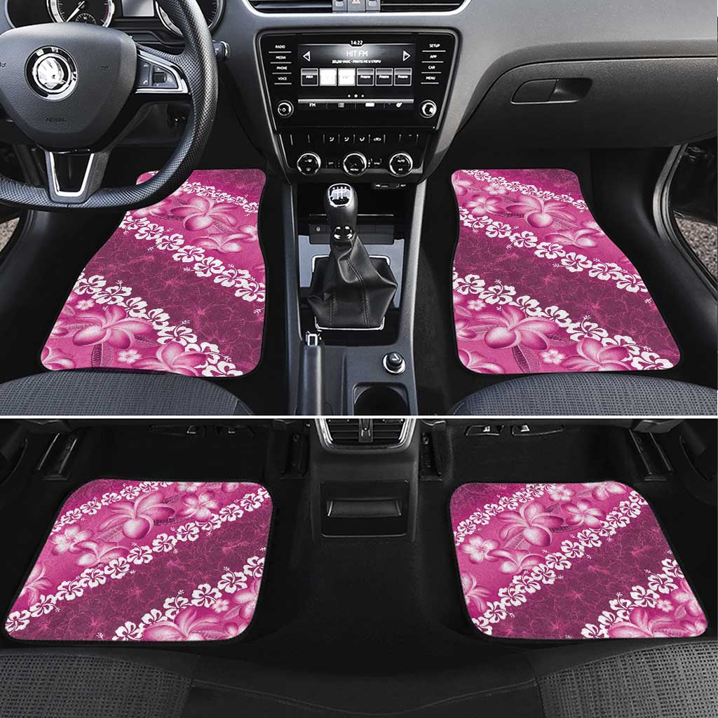 Vintage Pink Polynesia Car Mats Plumeria With Hibiscus Tropical Vibes