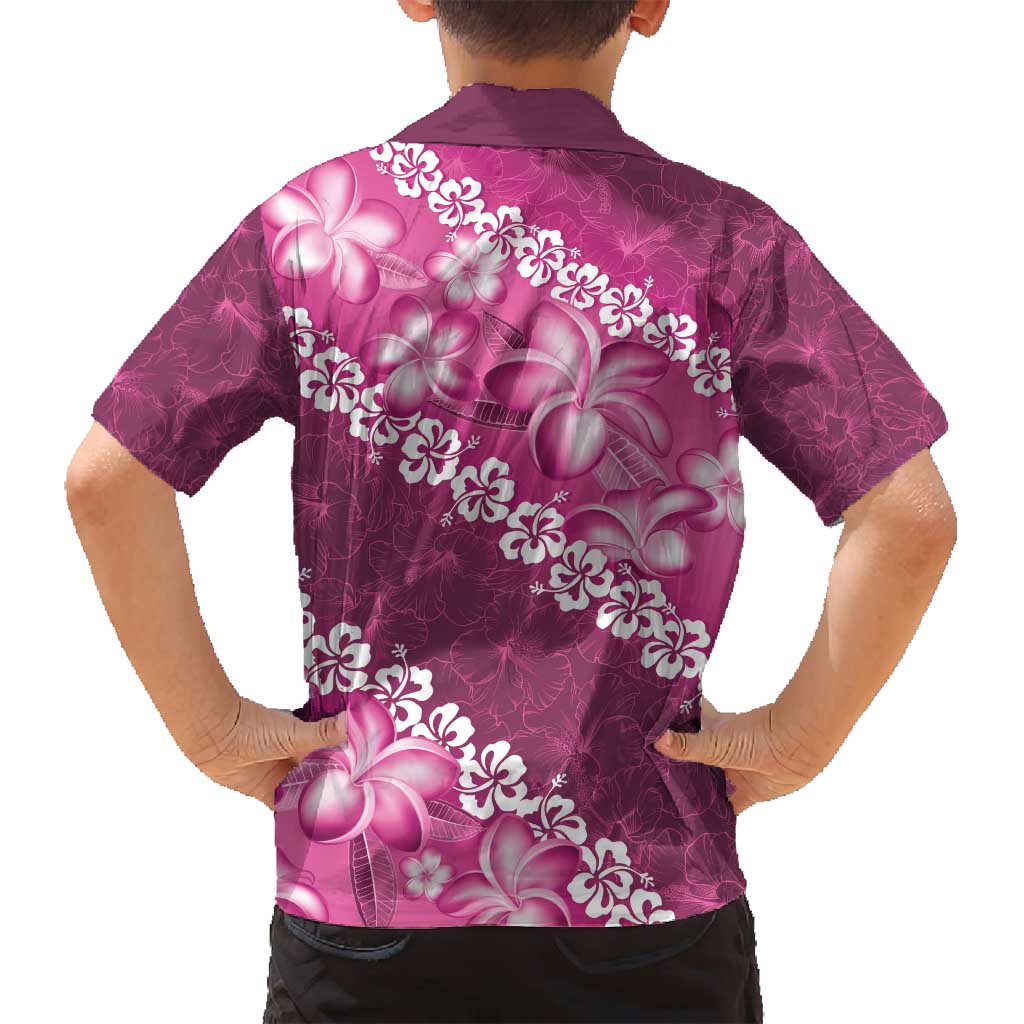 Vintage Pink Polynesia Family Matching Long Sleeve Bodycon Dress and Hawaiian Shirt Plumeria With Hibiscus Tropical Vibes LT14 - Polynesian Pride