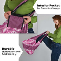 Vintage Pink Polynesia Grocery Bag Plumeria With Hibiscus Tropical Vibes