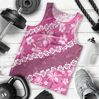 Vintage Pink Polynesia Men Tank Top Plumeria With Hibiscus Tropical Vibes