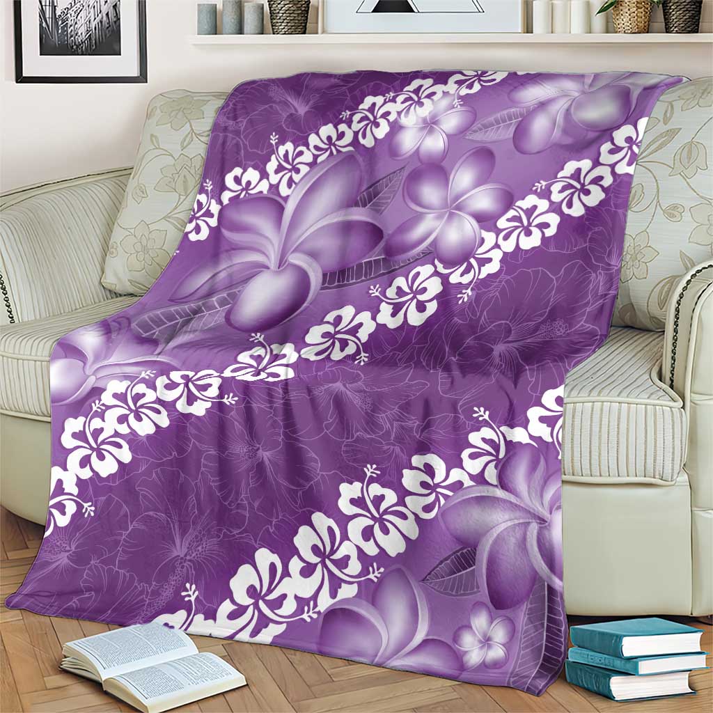 Vintage Purple Polynesia Blanket Plumeria With Hibiscus Tropical Vibes