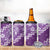 Vintage Purple Polynesia 4 in 1 Can Cooler Tumbler Plumeria With Hibiscus Tropical Vibes
