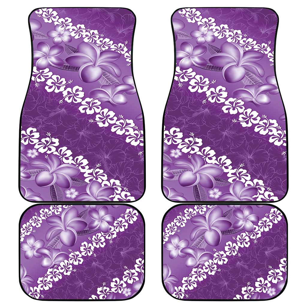 Vintage Purple Polynesia Car Mats Plumeria With Hibiscus Tropical Vibes
