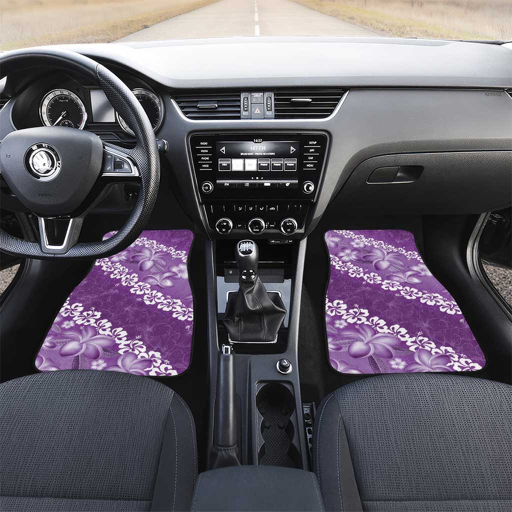 Vintage Purple Polynesia Car Mats Plumeria With Hibiscus Tropical Vibes
