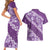 Vintage Purple Polynesia Couples Matching Short Sleeve Bodycon Dress and Hawaiian Shirt Plumeria With Hibiscus Tropical Vibes