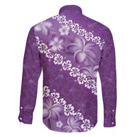 Vintage Purple Polynesia Family Matching Mermaid Dress and Hawaiian Shirt Plumeria With Hibiscus Tropical Vibes LT14 - Polynesian Pride