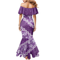 Vintage Purple Polynesia Family Matching Mermaid Dress and Hawaiian Shirt Plumeria With Hibiscus Tropical Vibes LT14 - Polynesian Pride