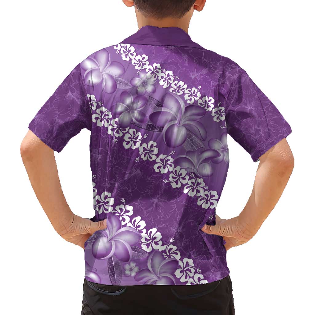 Vintage Purple Polynesia Family Matching Short Sleeve Bodycon Dress and Hawaiian Shirt Plumeria With Hibiscus Tropical Vibes LT14 - Polynesian Pride
