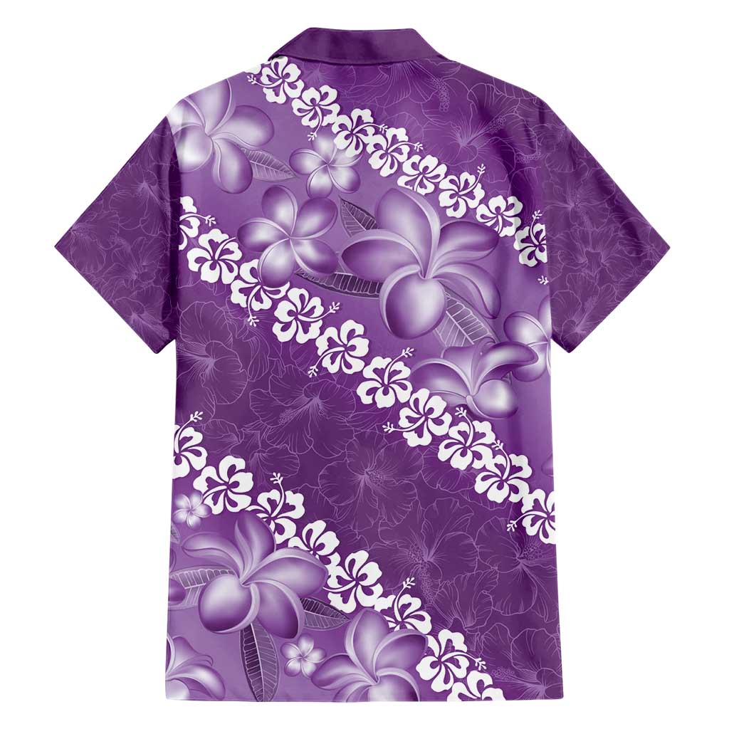 Vintage Purple Polynesia Family Matching Short Sleeve Bodycon Dress and Hawaiian Shirt Plumeria With Hibiscus Tropical Vibes LT14 - Polynesian Pride