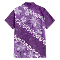 Vintage Purple Polynesia Family Matching Short Sleeve Bodycon Dress and Hawaiian Shirt Plumeria With Hibiscus Tropical Vibes LT14 - Polynesian Pride