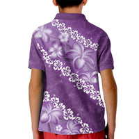 Vintage Purple Polynesia Kid Polo Shirt Plumeria With Hibiscus Tropical Vibes