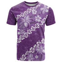 Vintage Purple Polynesia T Shirt Plumeria With Hibiscus Tropical Vibes