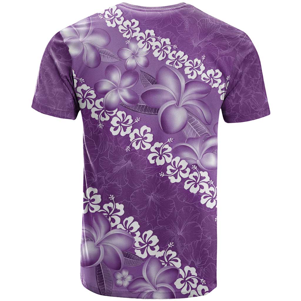 Vintage Purple Polynesia T Shirt Plumeria With Hibiscus Tropical Vibes