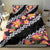 Black Polynesia Bedding Set Plumeria With Hibiscus Pattern Tropical Vibes