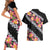 Black Polynesia Couples Matching Short Sleeve Bodycon Dress and Hawaiian Shirt Plumeria With Hibiscus Pattern Tropical Vibes