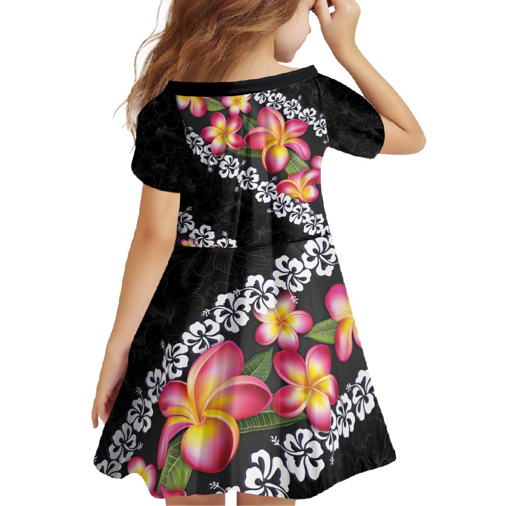 Black Polynesia Family Matching Mermaid Dress and Hawaiian Shirt Plumeria With Hibiscus Pattern Tropical Vibes