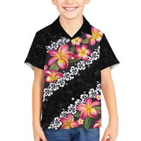 Black Polynesia Family Matching Puletasi and Hawaiian Shirt Plumeria With Hibiscus Pattern Tropical Vibes