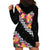 Black Polynesia Hoodie Dress Plumeria With Hibiscus Pattern Tropical Vibes