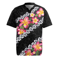 Black Polynesia Rugby Jersey Plumeria With Hibiscus Pattern Tropical Vibes