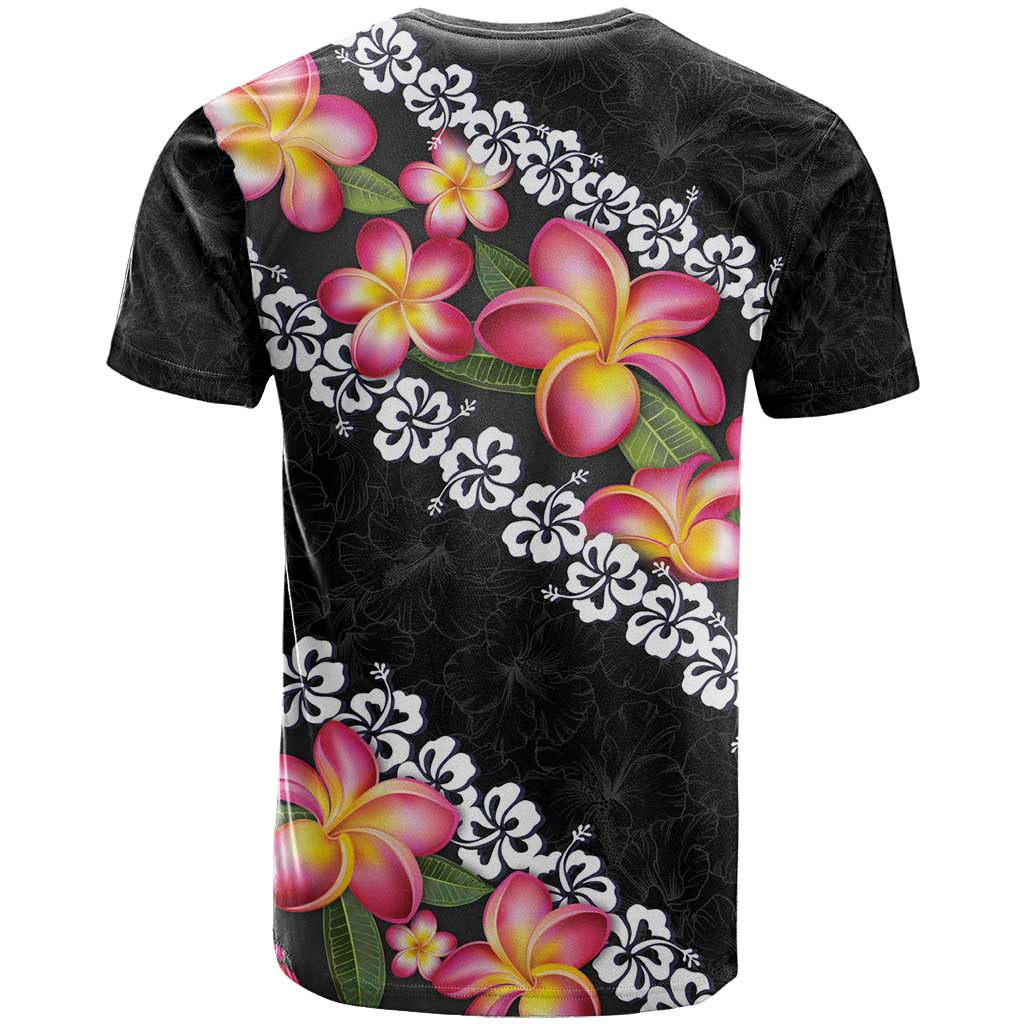 Black Polynesia T Shirt Plumeria With Hibiscus Pattern Tropical Vibes
