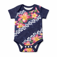 Blue Polynesia Baby Onesie Plumeria With Hibiscus Pattern Tropical Vibes LT14 Blue - Polynesian Pride