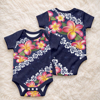 Blue Polynesia Baby Onesie Plumeria With Hibiscus Pattern Tropical Vibes LT14 - Polynesian Pride