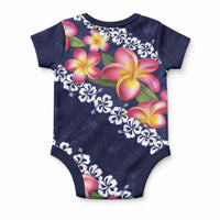 Blue Polynesia Baby Onesie Plumeria With Hibiscus Pattern Tropical Vibes LT14 - Polynesian Pride