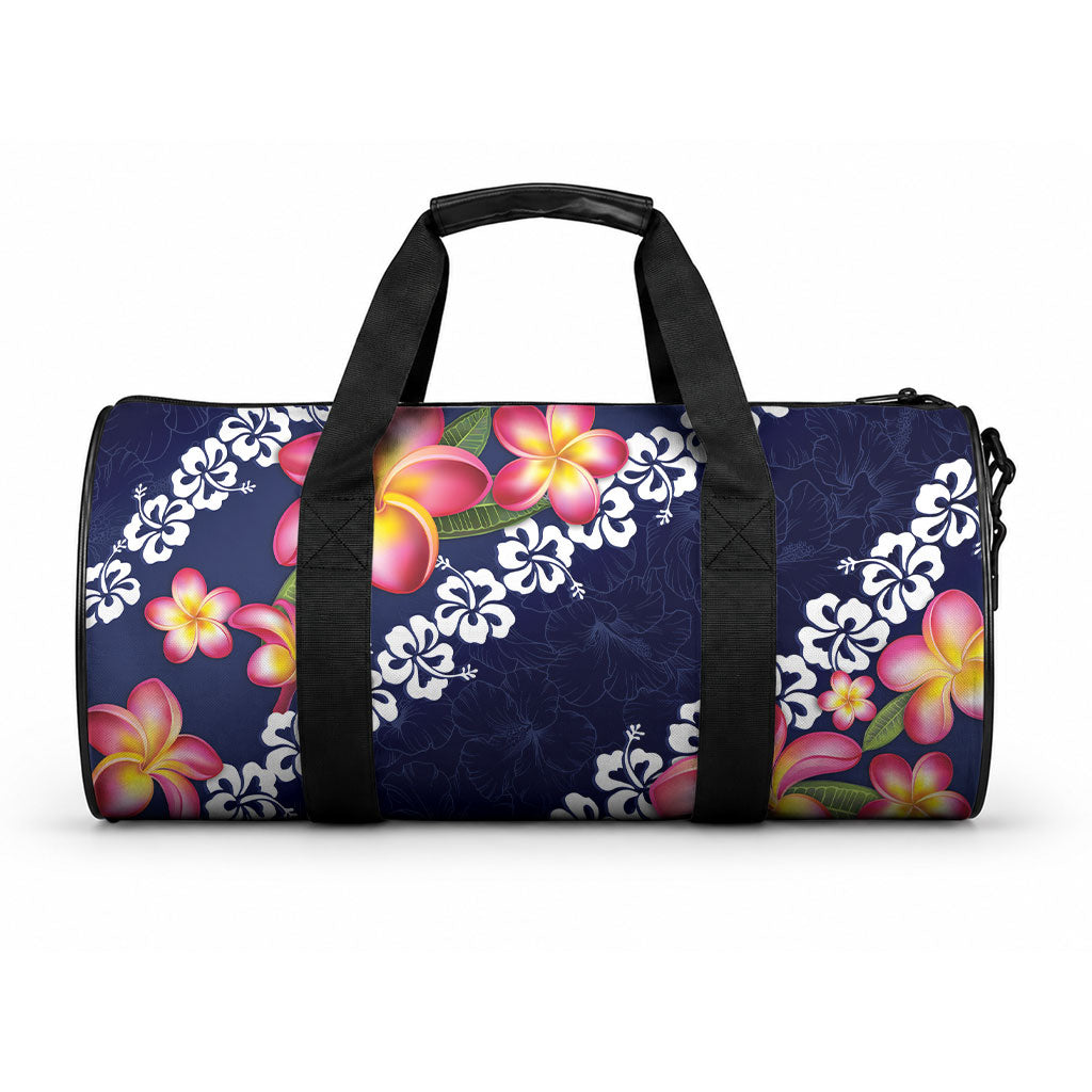 Blue Polynesia Duffle Bag Plumeria With Hibiscus Pattern Tropical Vibes LT14 One size Blue - Polynesian Pride