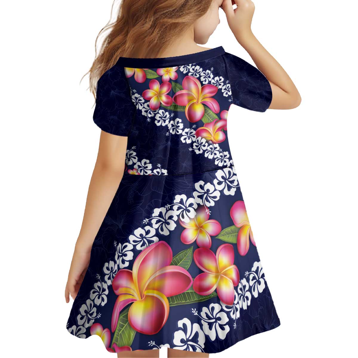 Blue Polynesia Family Matching Off Shoulder Short Dress and Hawaiian Shirt Plumeria With Hibiscus Pattern Tropical Vibes
