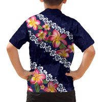 Blue Polynesia Family Matching Puletasi and Hawaiian Shirt Plumeria With Hibiscus Pattern Tropical Vibes